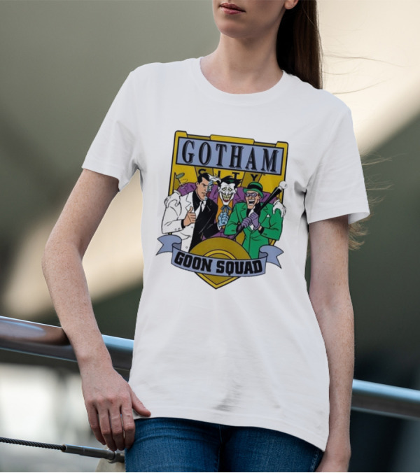 Gotham City Goon Squad Joker Riddler Two-Face Badge T-Shirt