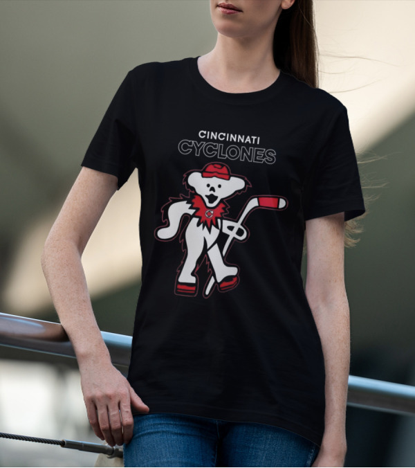 Cincinnati Cyclones Hockey With Grateful Dead Style Bear 2025 T-Shirt