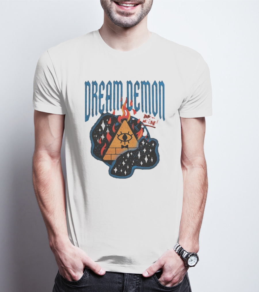 Dream Demon Trust No One Fiery Illuminati Eye Pyramid In Stars T-Shirt