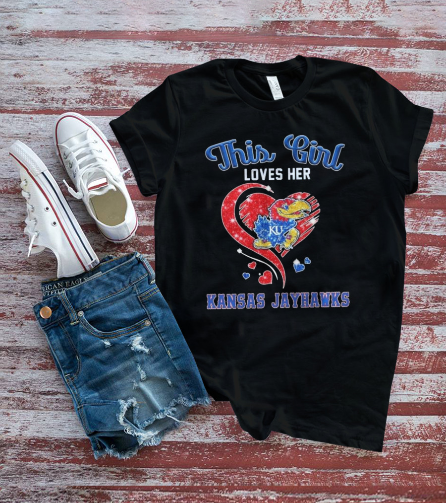 This Girl Loves Her Kansas Jayhawks Heart KU T-Shirt