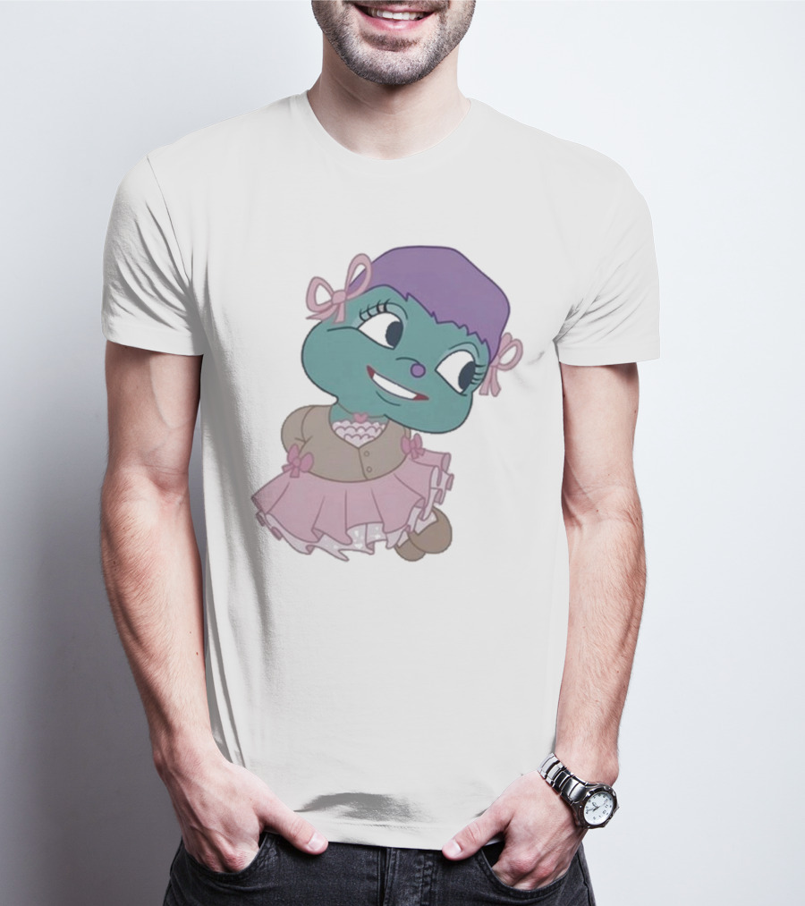 Samantha Yve Bb Coquette Cartoon Character With Purple Hair And Pink T-Shirt