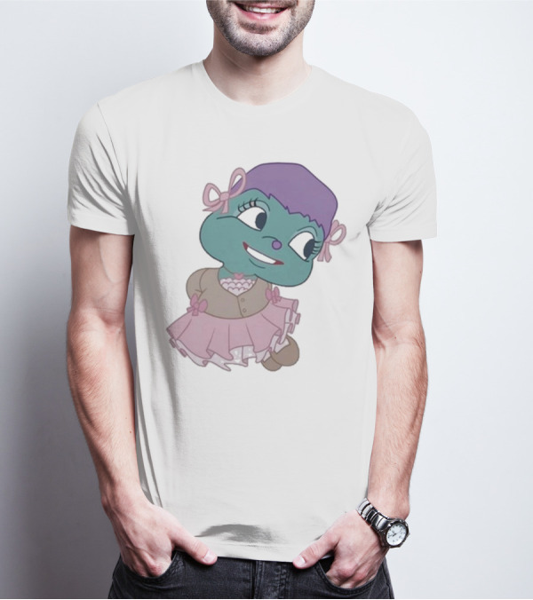 Samantha Yve Bb Coquette Cartoon Character With Purple Hair And Pink T-Shirt