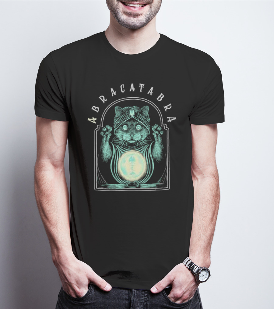 Abracatabra Mystical Cat Crystal Ball By Michelle Nolli T-Shirt