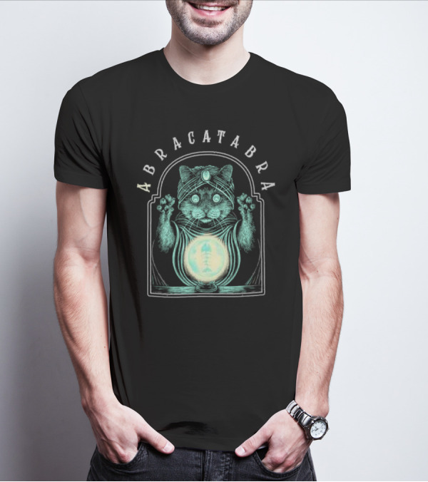 Abracatabra Mystical Cat Crystal Ball By Michelle Nolli T-Shirt