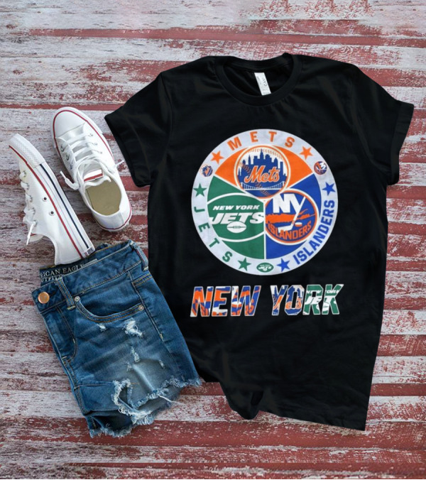 New York Mets Jets Islanders Circle Collaboration T-Shirt