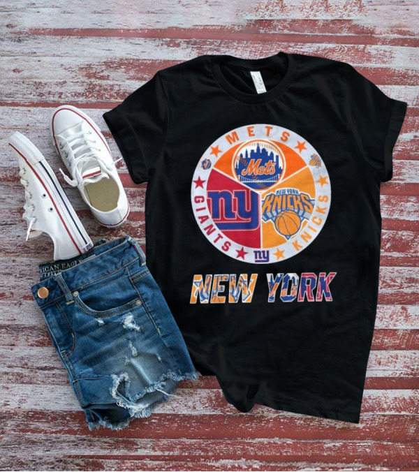 New York Mets Giants Knicks Circle Logo New York T-Shirt