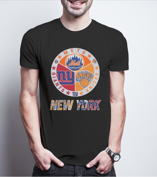 New York Mets Giants Knicks Circle Logo New York T-Shirt