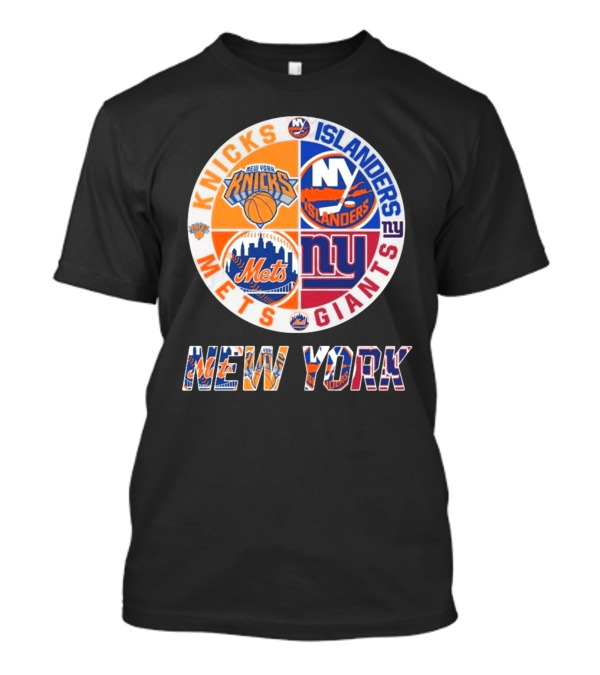 New York Knicks Mets Giants Islanders Circle Collaboration T-Shirt