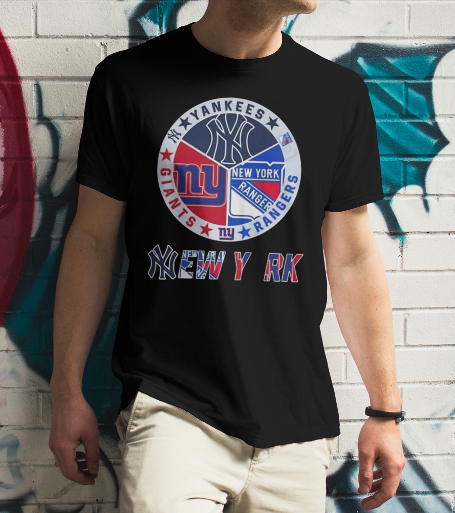 Yankees Giants Rangers Circle New York Collaboration T-Shirt