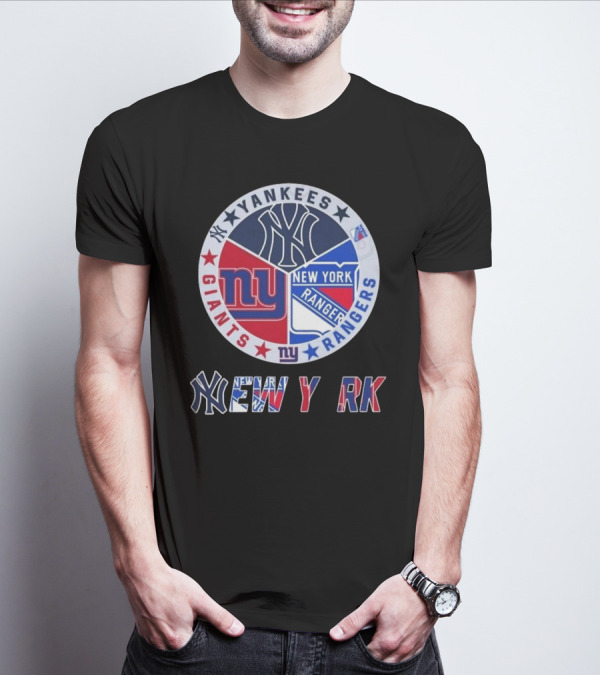 Yankees Giants Rangers Circle New York Collaboration T-Shirt