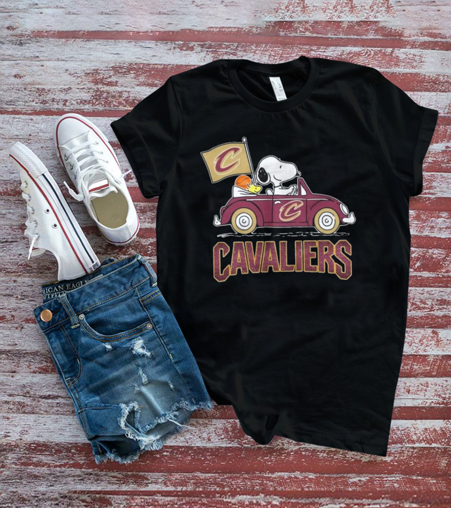 Snoopy Woodstock Driving Car Cavaliers Basketball T-Shirt
