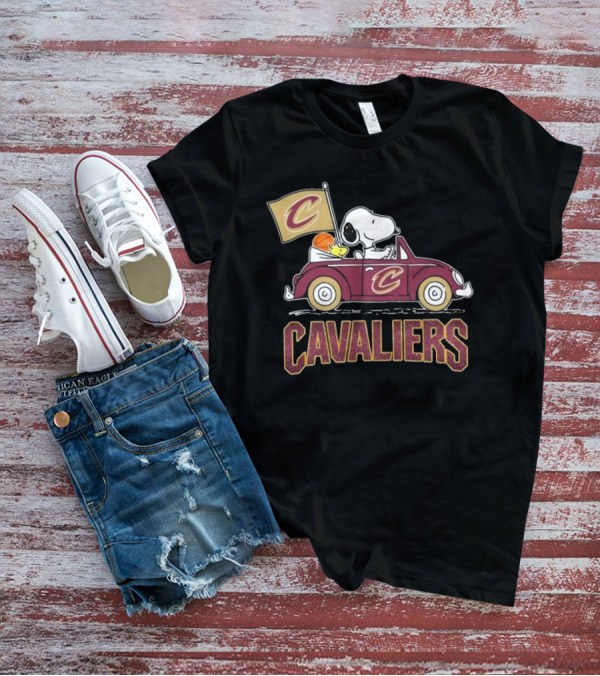 Snoopy Woodstock Driving Car Cavaliers Basketball T-Shirt