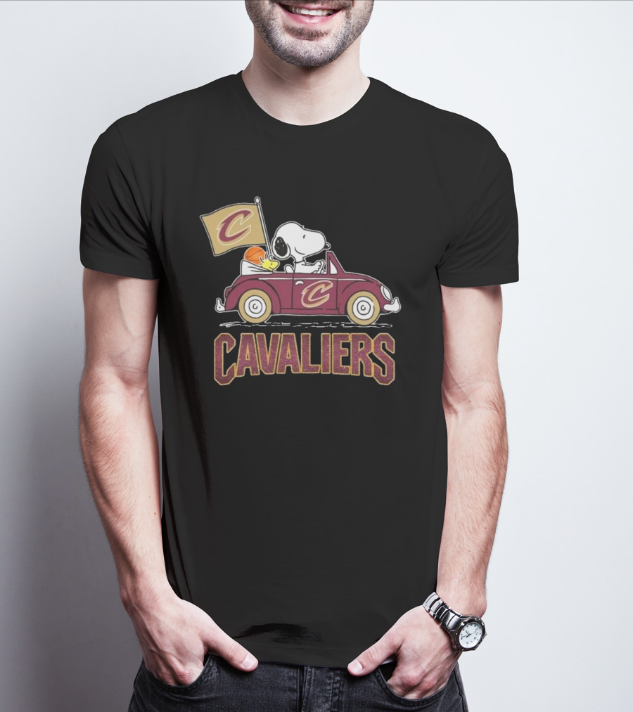 Snoopy Woodstock Driving Car Cavaliers Basketball T-Shirt