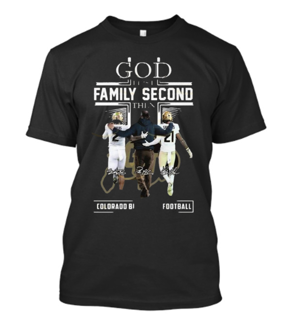 God First Family Second Colorado Buffaloes Football Signatures T-Shirt