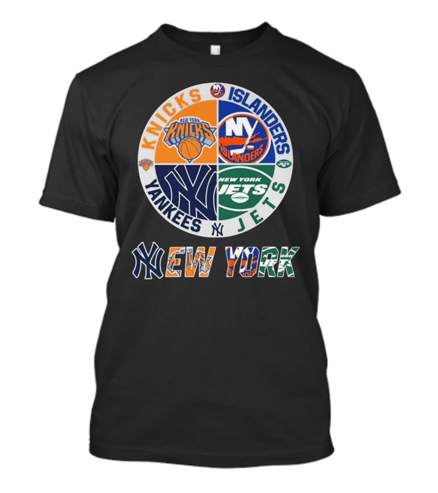 New York Knicks Islanders Yankees Jets Circle Logo New York T-Shirt