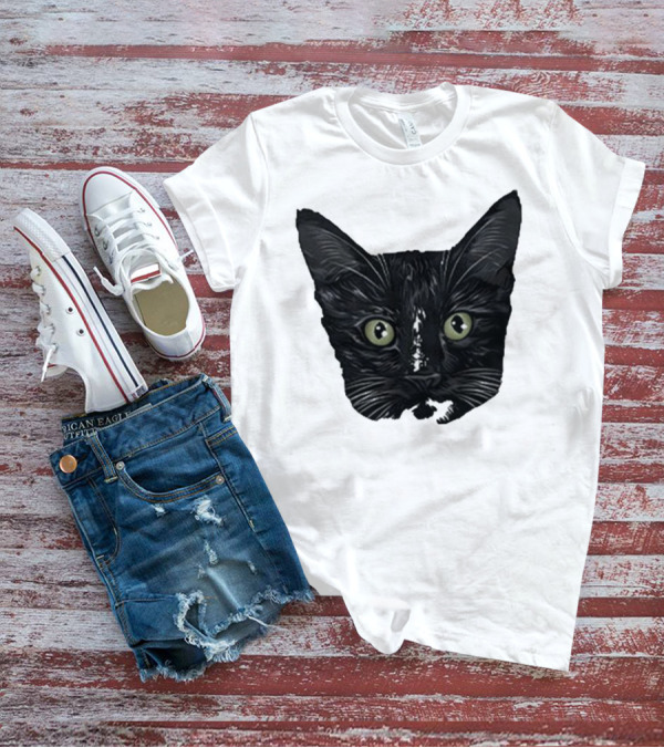 Michael Manigault Brave Green-Eyed Cat Face T-Shirt