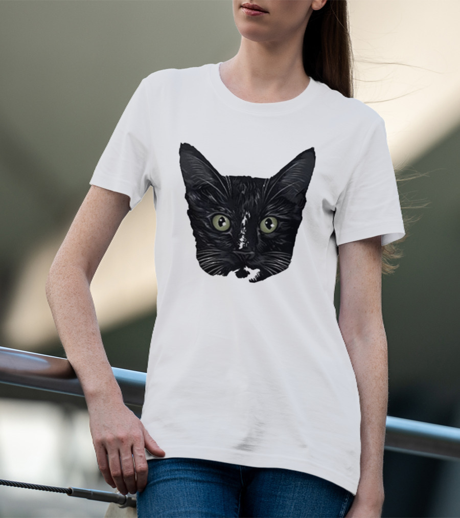 Michael Manigault Brave Green-Eyed Cat Face T-Shirt