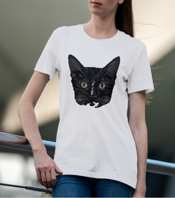 Michael Manigault Brave Green-Eyed Cat Face T-Shirt