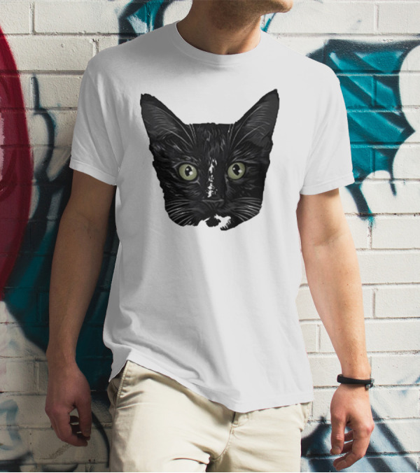 Michael Manigault Brave Green-Eyed Cat Face T-Shirt