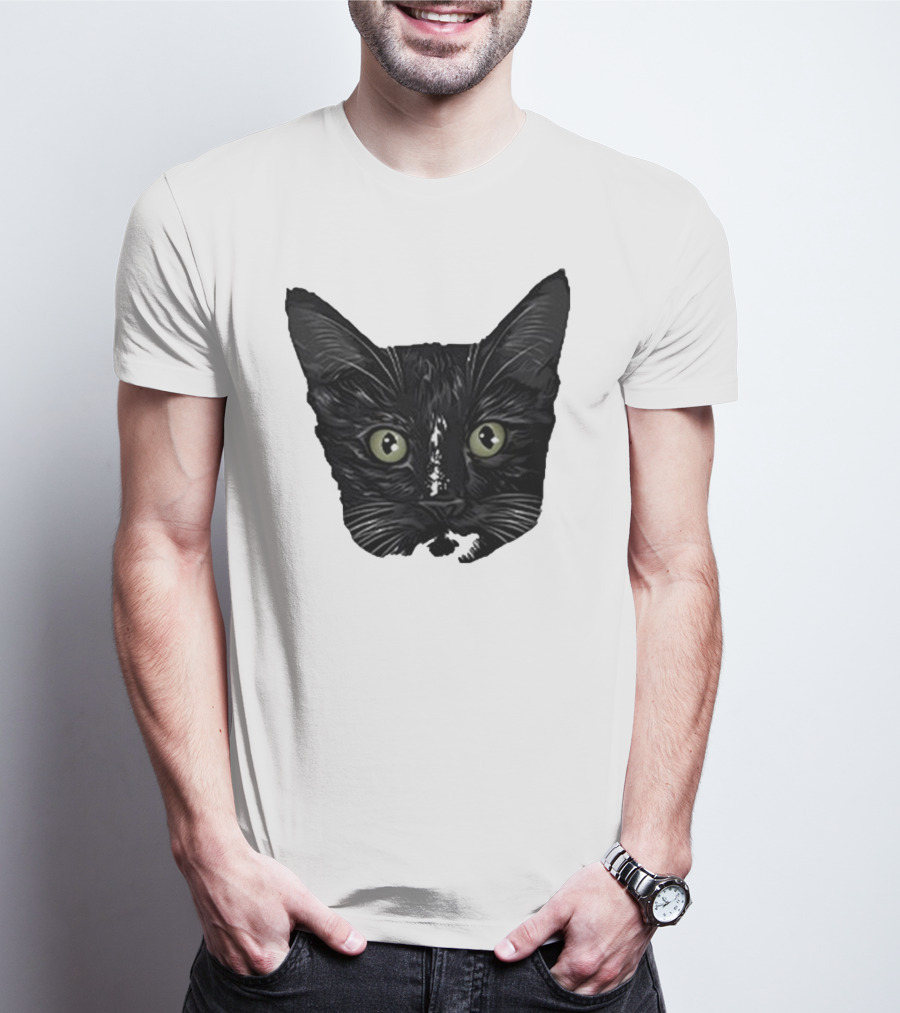 Michael Manigault Brave Green-Eyed Cat Face T-Shirt
