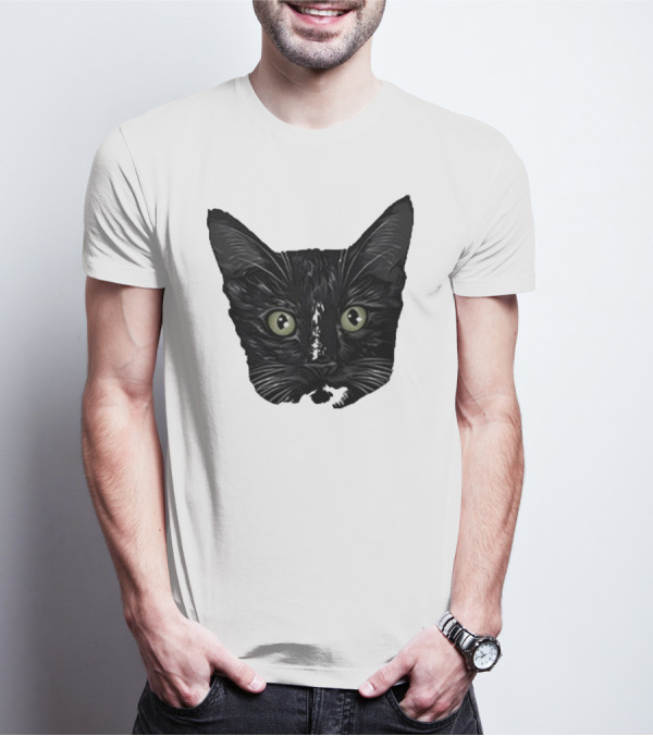 Michael Manigault Brave Green-Eyed Cat Face T-Shirt