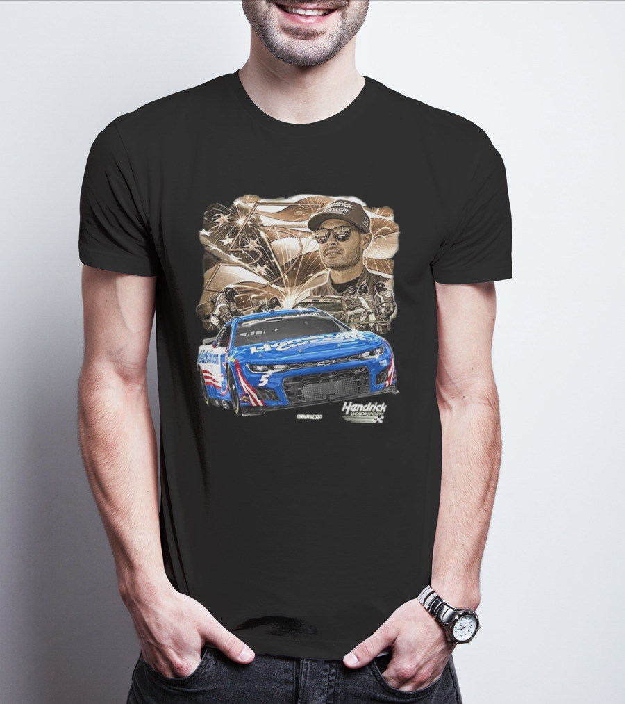 Hendrick Motorsports Kyle Larson Olive Military 2025 HendrickCars.com Car 5 Collection T-Shirt