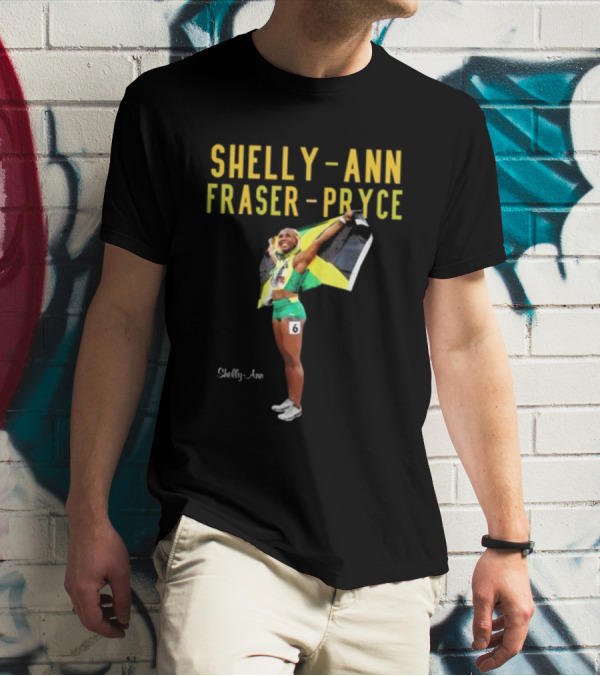 Shelly-Ann Fraser-Pryce Jamaican Flag Victory Pose T-Shirt