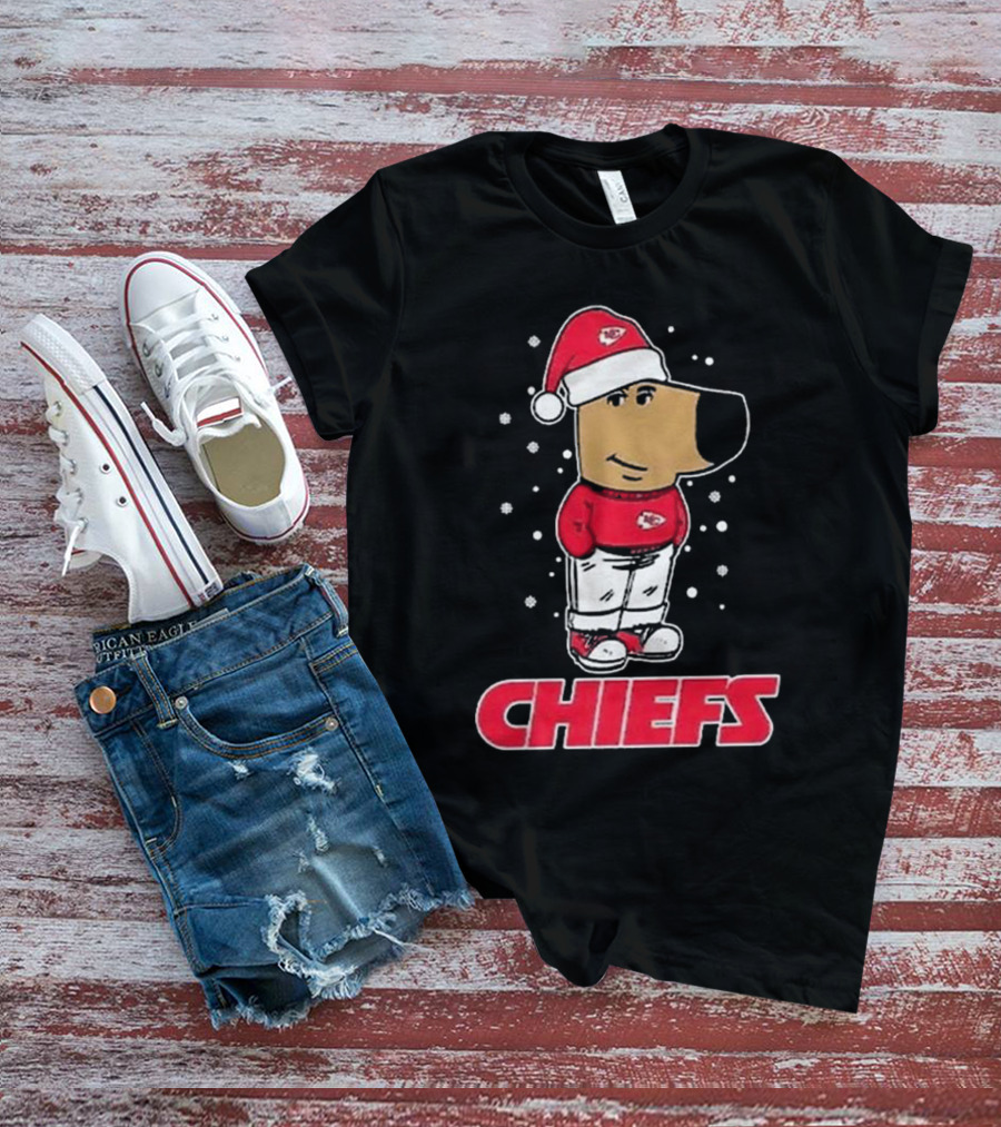 Chill Guy In Santa Hat With Chiefs Christmas Spirit T-Shirt