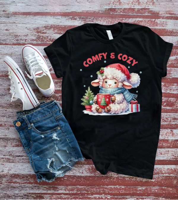 Comfy And Cozy Sheep Christmas T-Shirt