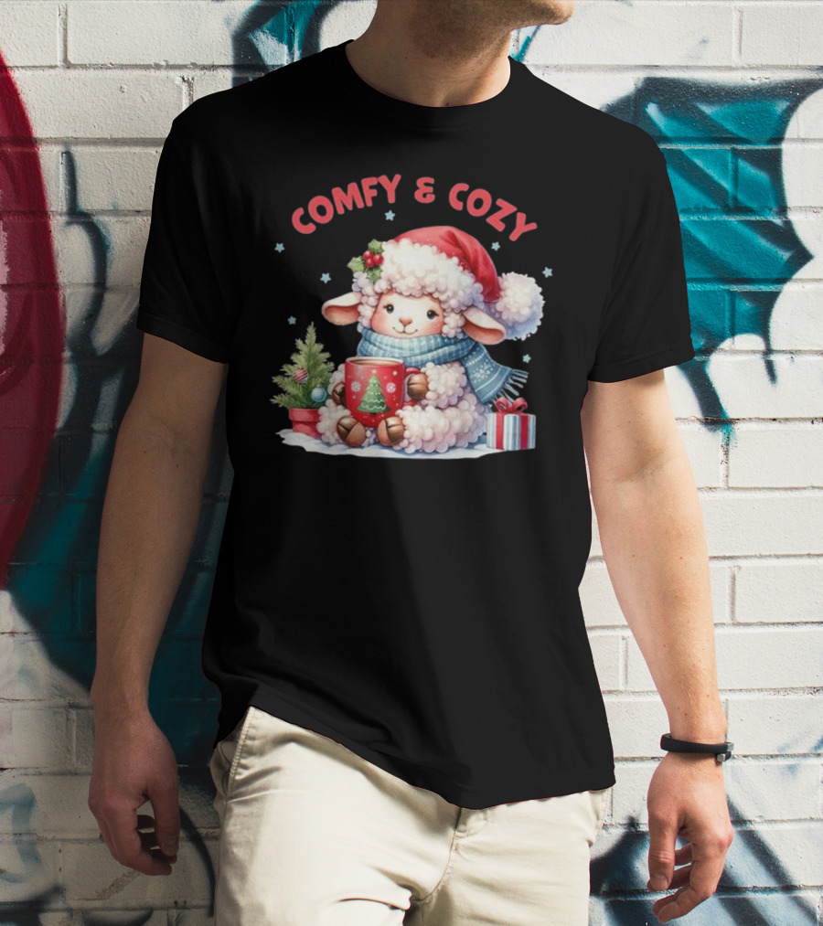 Comfy And Cozy Sheep Christmas T-Shirt