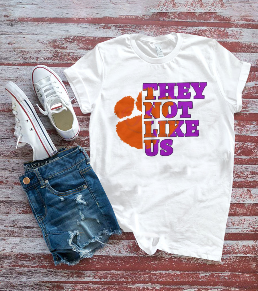 They Not Like Us Clemson Tigers College Football 2025 Orange Paw Prints T-Shirt