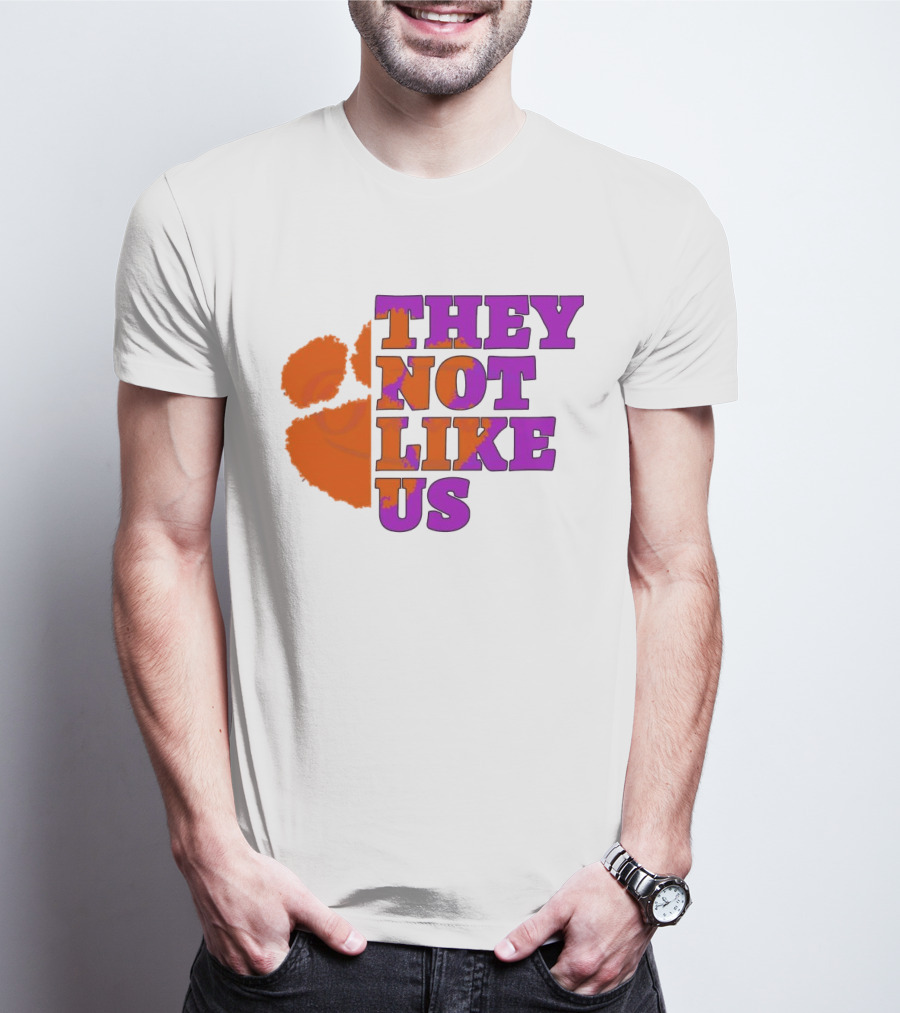 They Not Like Us Clemson Tigers College Football 2025 Orange Paw Prints T-Shirt