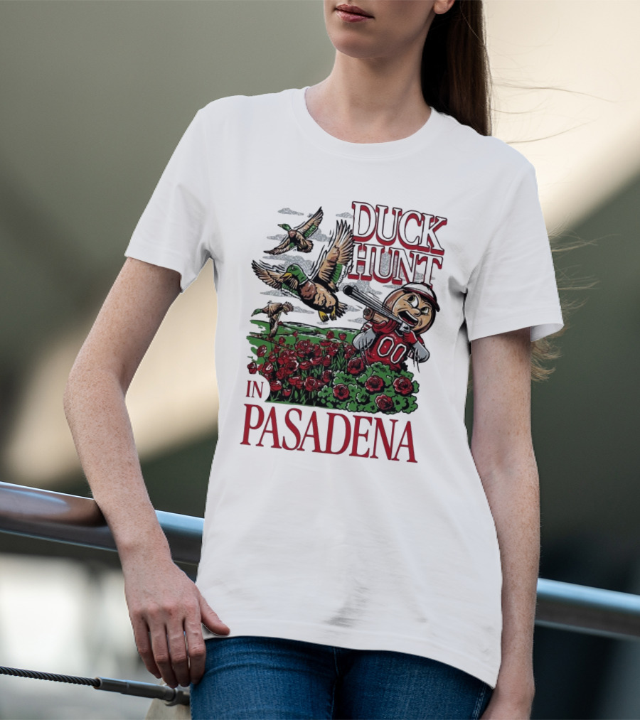 Duck Hunt In Pasadena Football Roses Retro Style T-Shirt