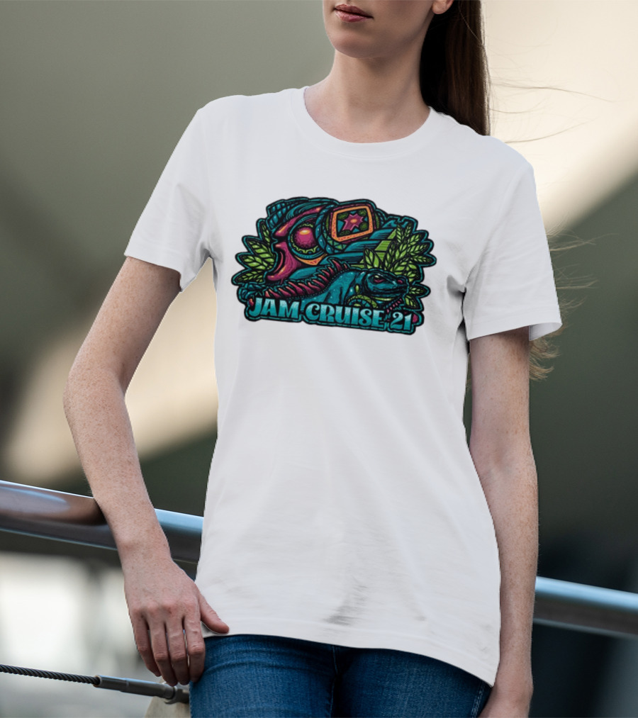 Jam Cruise 21 Jeff Wood 2025 Psychedelic Iguana And Space Elements T-Shirt