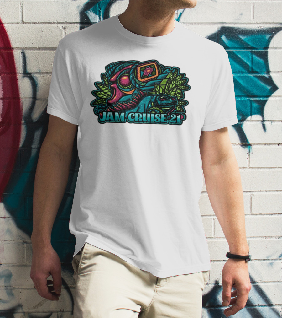 Jam Cruise 21 Jeff Wood 2025 Psychedelic Iguana And Space Elements T-Shirt