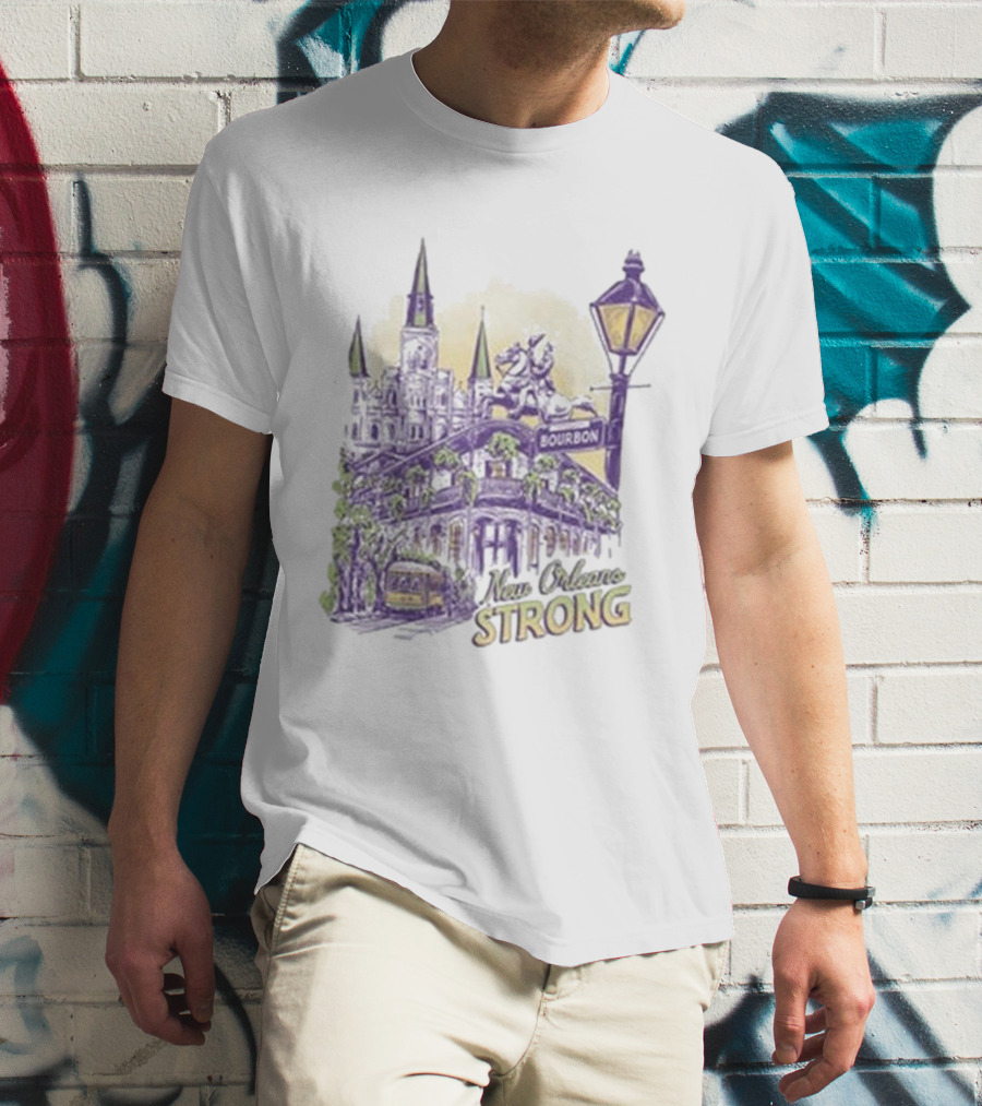 New Orleans Strong Bourbon Street Charity Iconography T-Shirt