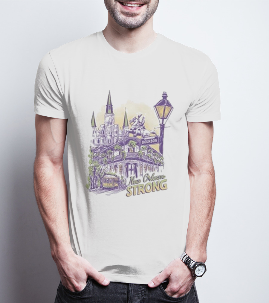 New Orleans Strong Bourbon Street Charity Iconography T-Shirt