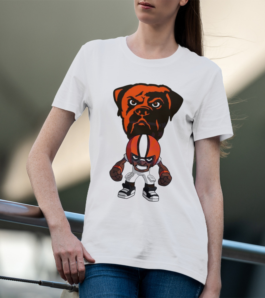 Cleveland Browns NFL Rush Zone Cartoon Character Dog 2025 T-Shirt