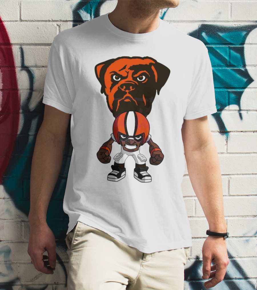 Cleveland Browns NFL Rush Zone Cartoon Character Dog 2025 T-Shirt