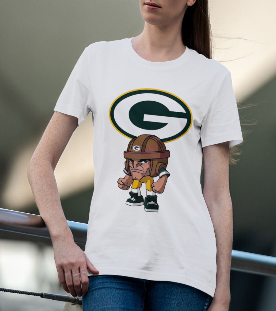Rush Zone Green Bay Packers NFL Cartoon Character 2025 Bold Mascot T-Shirt