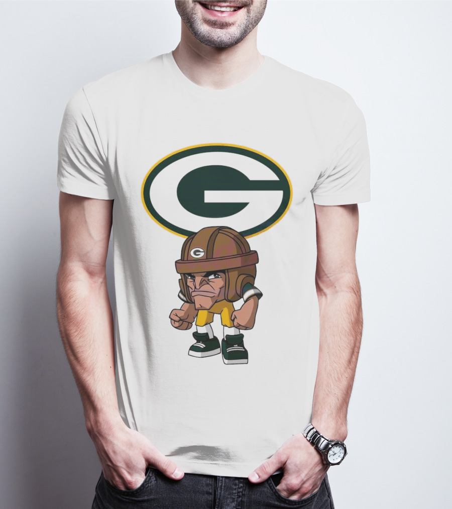 Rush Zone Green Bay Packers NFL Cartoon Character 2025 Bold Mascot T-Shirt