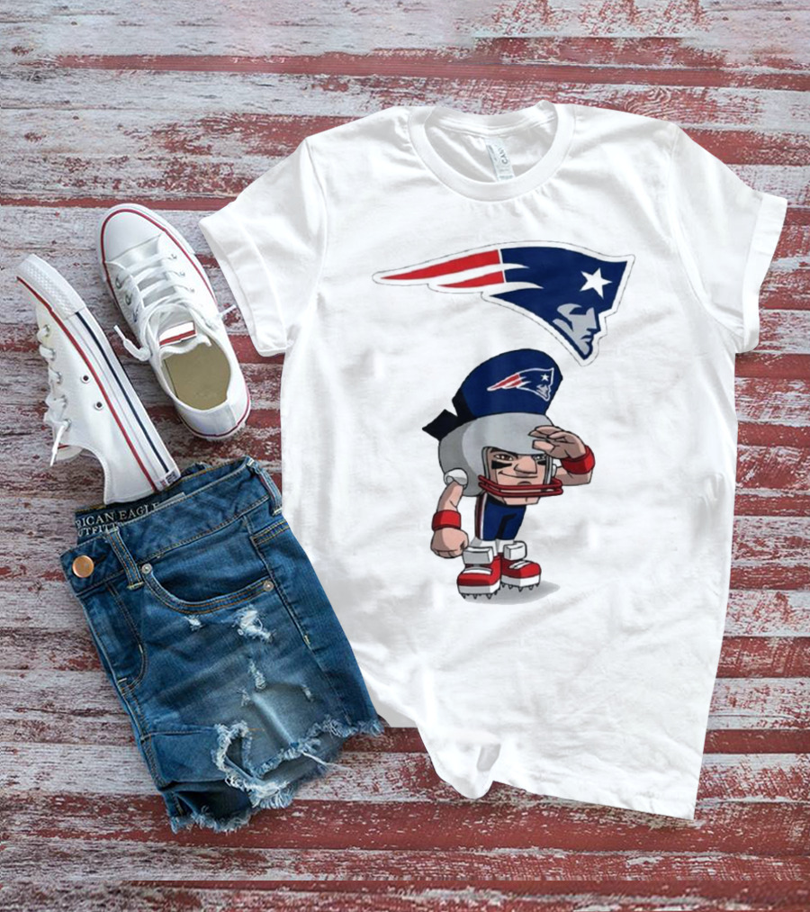 Rush Zone New England Patriots NFL Cartoon Character 2025 Saluting Player With Patriots T-Shirt