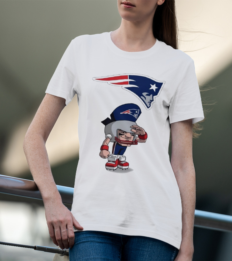 Rush Zone New England Patriots NFL Cartoon Character 2025 Saluting Player With Patriots T-Shirt