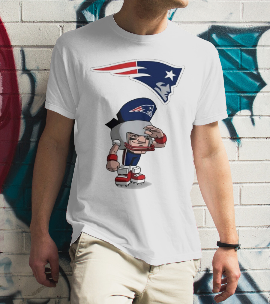 Rush Zone New England Patriots NFL Cartoon Character 2025 Saluting Player With Patriots T-Shirt
