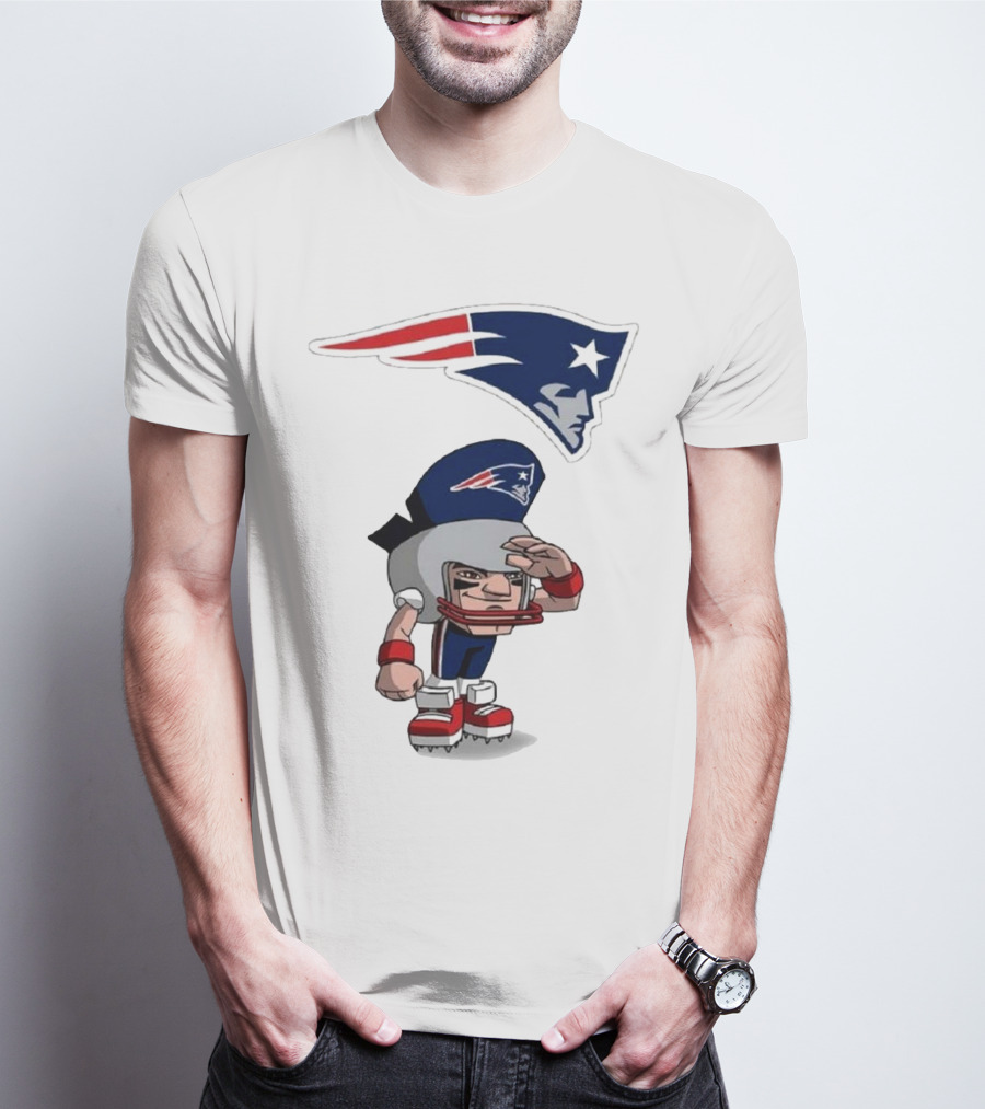 Rush Zone New England Patriots NFL Cartoon Character 2025 Saluting Player With Patriots T-Shirt