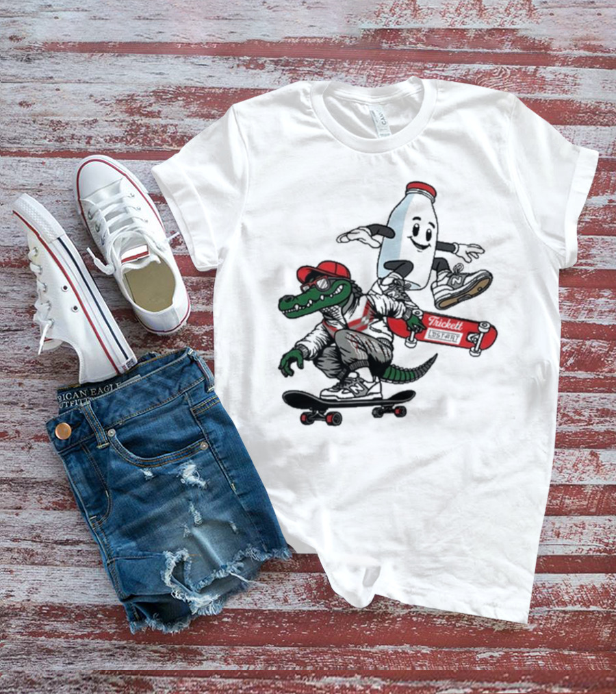 Crocodile And Milk Skateboarding Lost Art X TRiCKETT Collaboration T-Shirt