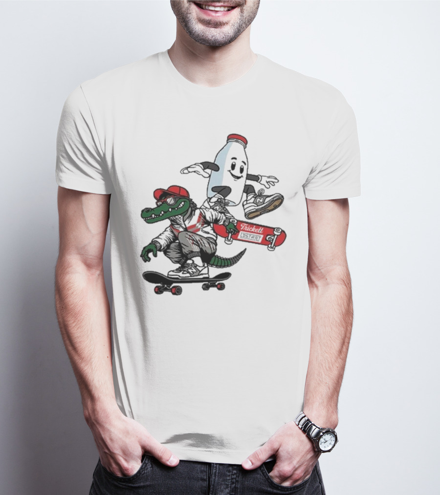 Crocodile And Milk Skateboarding Lost Art X TRiCKETT Collaboration T-Shirt