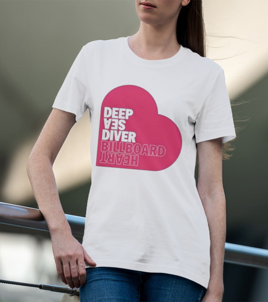 Deep Sea Diver Pink Billboard Heart T-Shirt