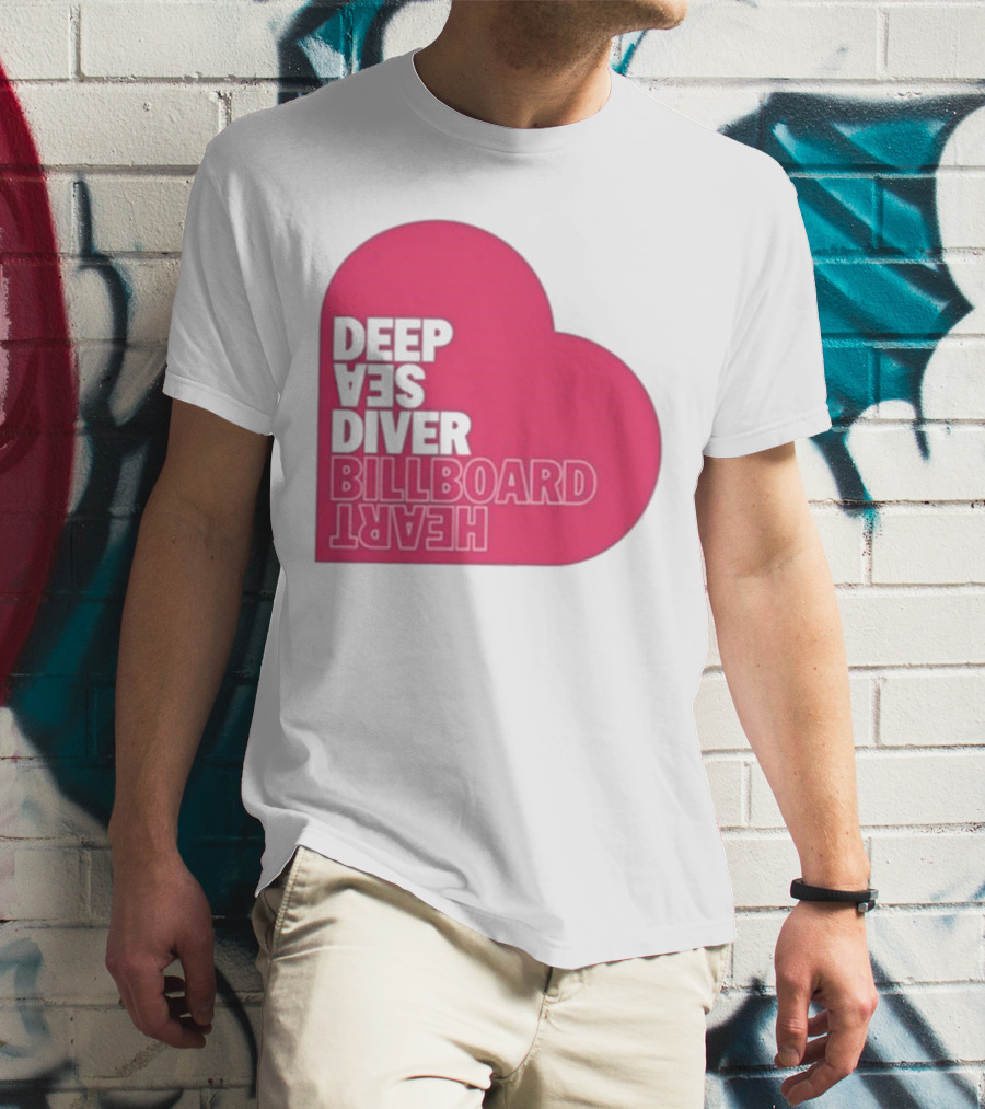 Deep Sea Diver Pink Billboard Heart T-Shirt