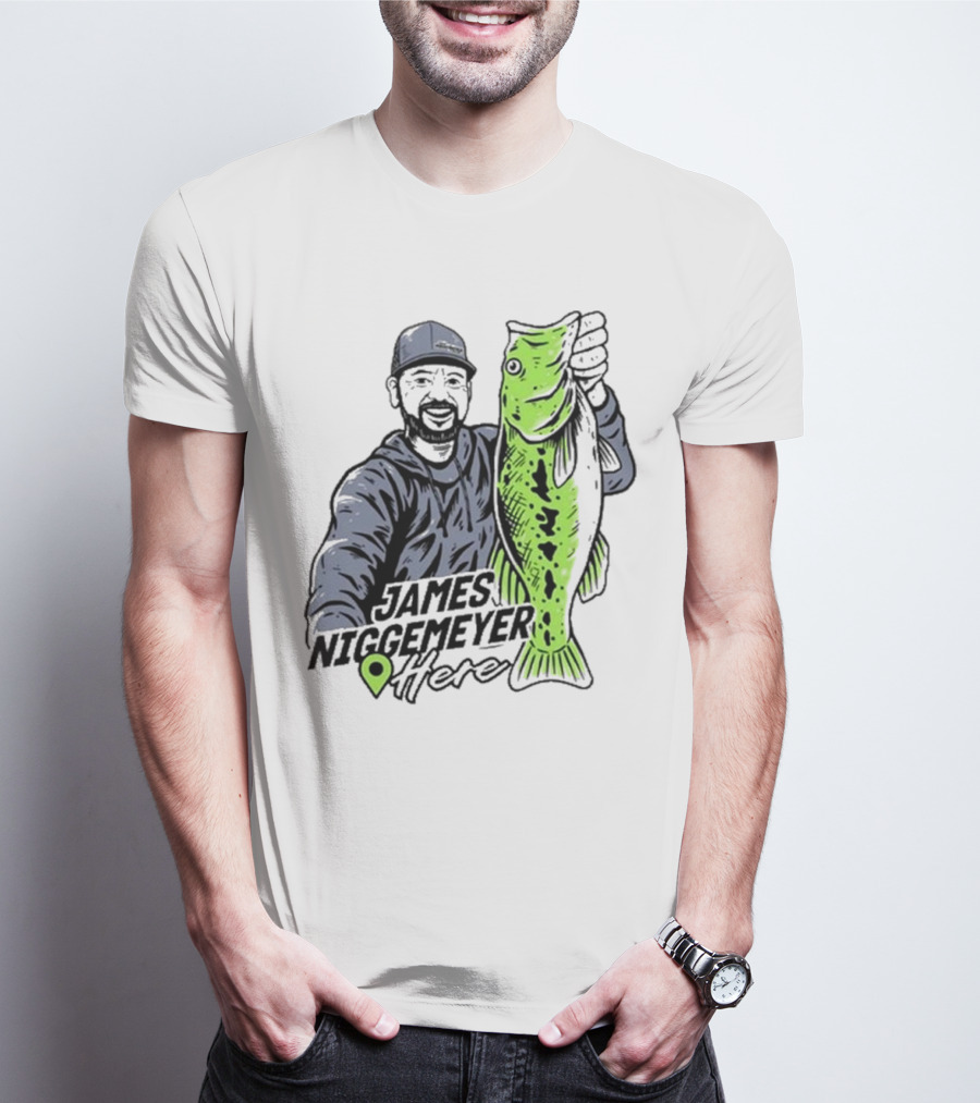 James Niggemeyer Here Holding Green Fish T-Shirt